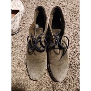 Fly London Women's EU 39 Pert Wedge Green Suede Ankle Platform‎ Booties Shoes